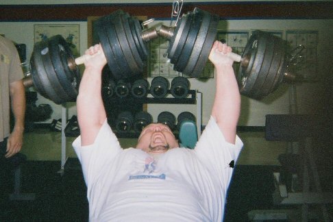 Check out this awesome dumbell incline Press by Dru Patrick. Over 200lbs being pressed by each arm and it is a remarkable feat of strength!!